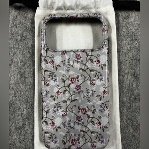 Burga Floral Gray Phone Case with Pink and White Blooms